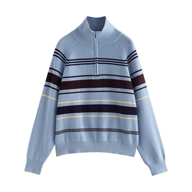 Chuyu Women's Striped Half-Zip Knit Top