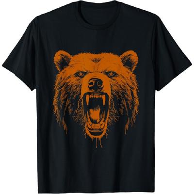 Medvěd Oranžový Naštvaný Grizzly Medvěd Turistika Kempování Obytný vůz Tričko
