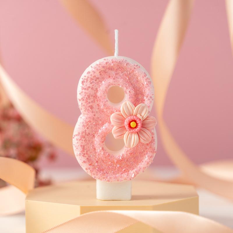 Pink Creative Digital Birthday Cake Decoration Candle Handmade Diy0-9 Party Atmosphere Decoration
