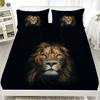 3pcs Fitted Sheet Set Animal Wolf Eagle Lion Dog Print 100% Polyester Breathable Bedding Set for Home Decor with 2 Pillowcases