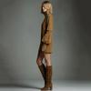 Women's High-neck Suede Short Dress, Color Long-sleeve Dress For Fall And Winter