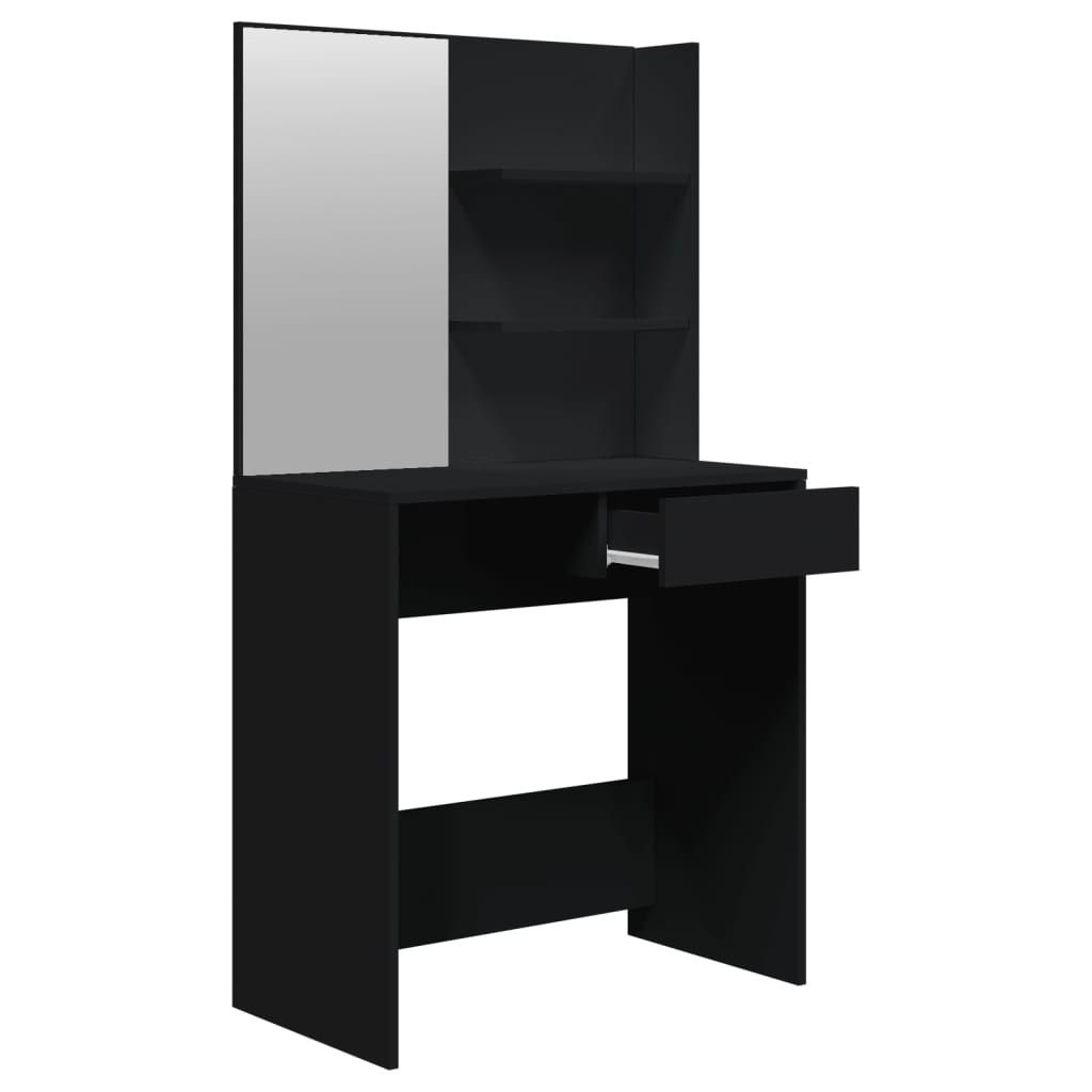 Makeup Table Set Black 74.5 x 40 x 141 cm