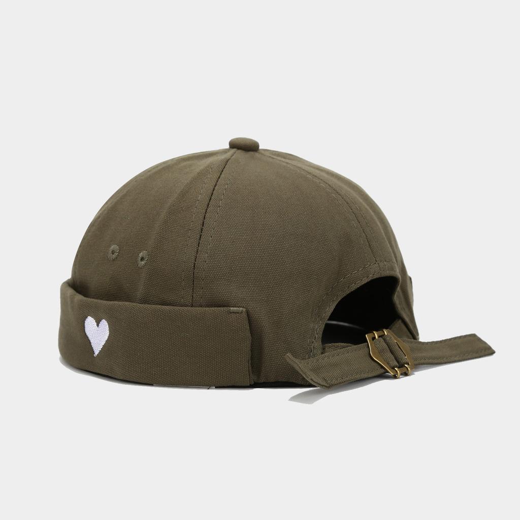 Unisex Heart Embroidered Docker Hat Brimless Skullcap for Women Daily Street Wear