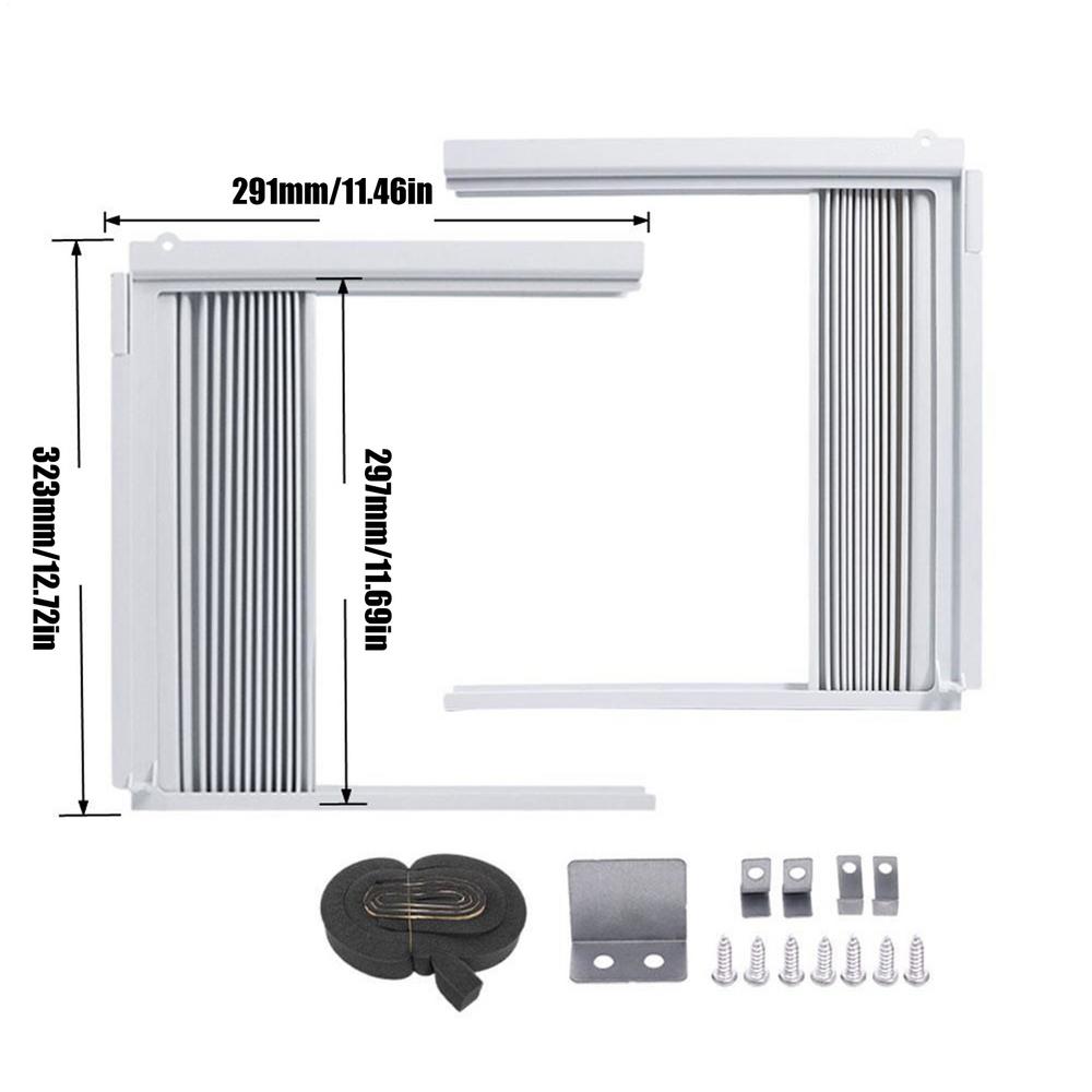 Window Air Conditioner Side Panels with Frame, Room AC Accordion Filler Curtain Kit Replacement Adjustable Removable Frame