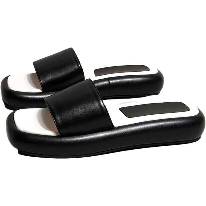 Sandals Women s Wedge Sole Mule Rhinestone Thick Sole Heel Long Legs Mom Slippers Office Sandals Flat Cute