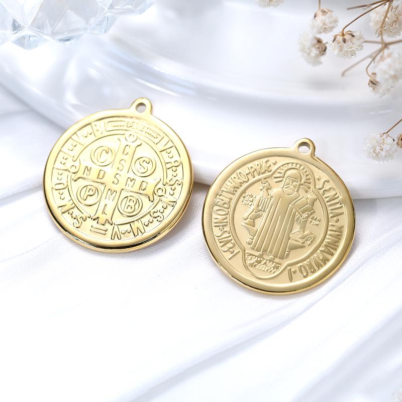Luxury European & American Retro Roman Coin Charm Pendant for DIY Bracelets & Necklaces - Stainless Steel Jewelry Accessory