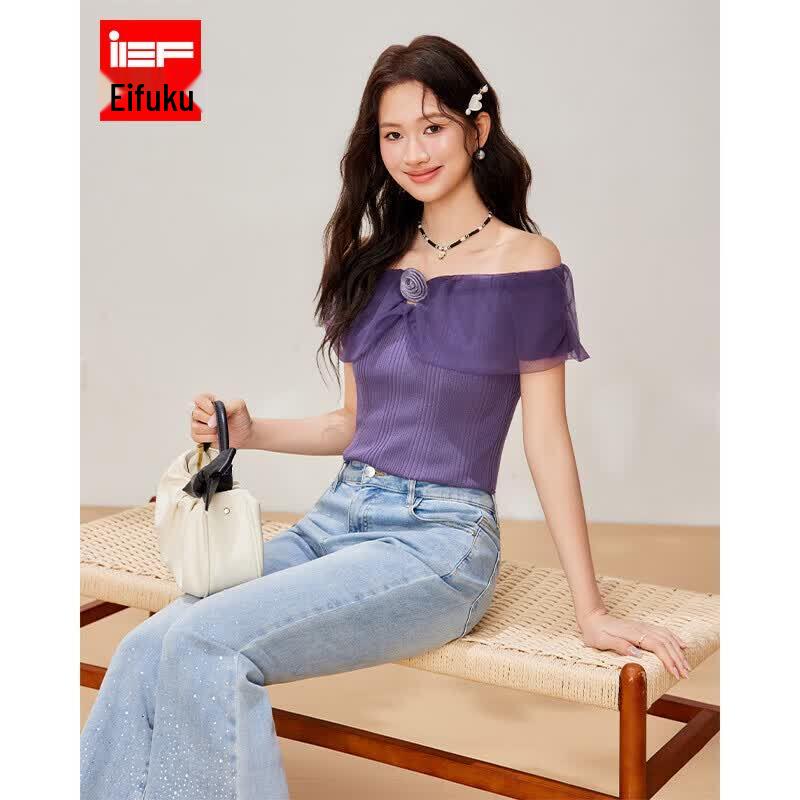 IEF Women s Sexy Knitted Round Neck Top L
