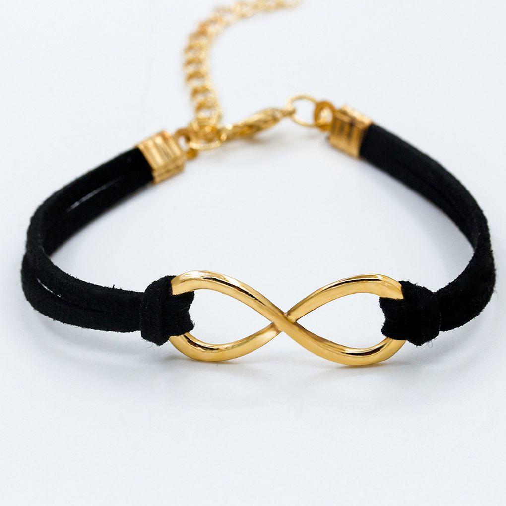 Fashion 8 Bracelet Leather Rope Jewelry Women's Charm Bangle Gold