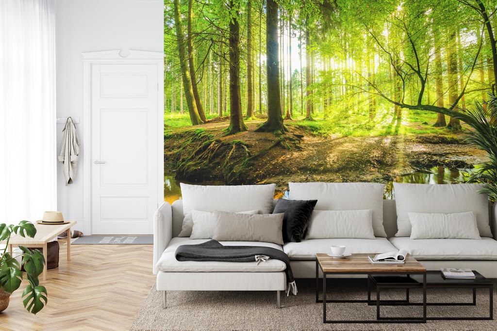 Photomural Beautiful Forest Landscape In Spring In 3D Effect Structural Vinyl 416x254