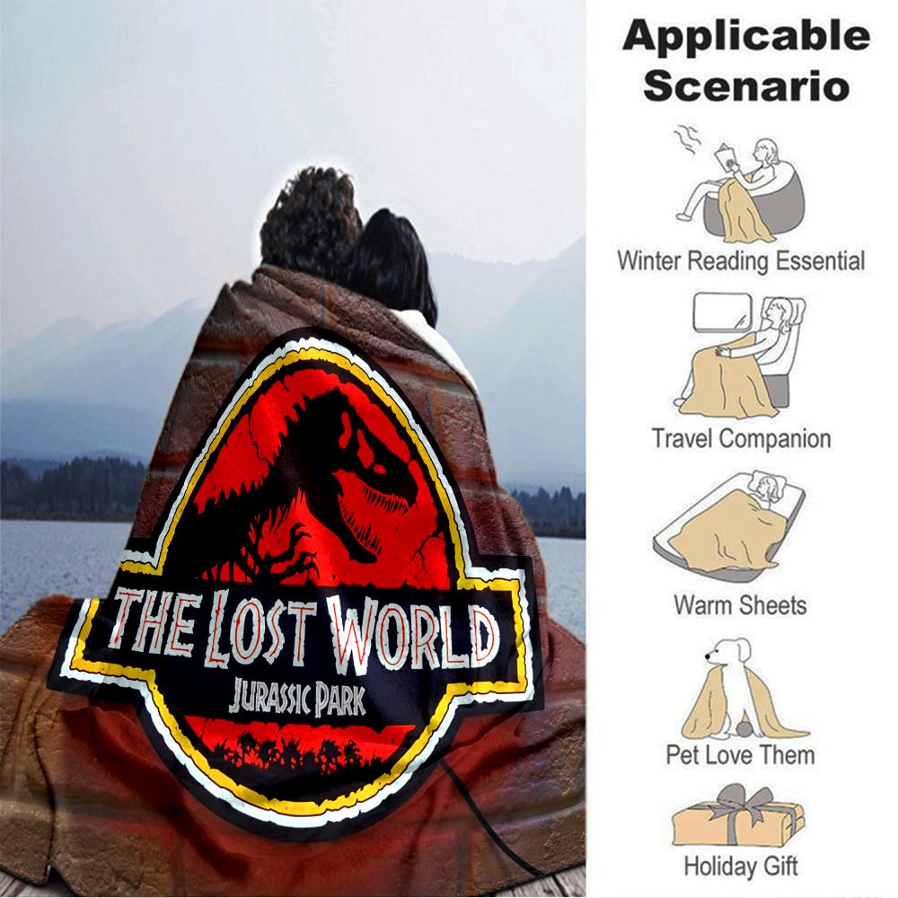 Jurassic Park Neon Sign Blanket Soft Throw Blanket For Home Bedroom Bed Sofa Travel Office Solid Christmas Blanket