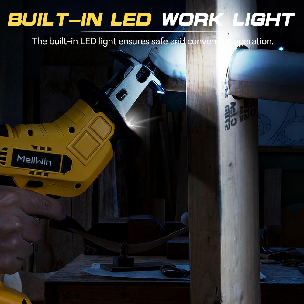 MELLWIN Cordless Electric Reciprocating Saw Handheld Wood Metal Pipe Cutting Electric Saw Tool For Makita 18V Battery Pin