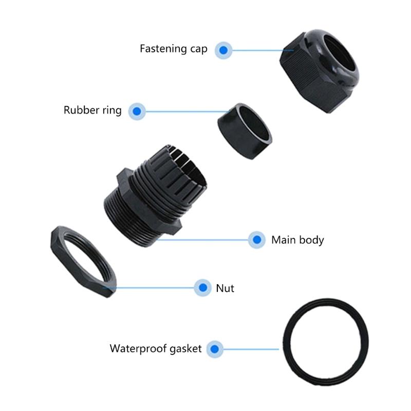 38 Pcs Outdoor Cable Gland Joints Waterproof Cable Connector Plastic  Cable Grommets NPT Type Cable Fitting Easy Install