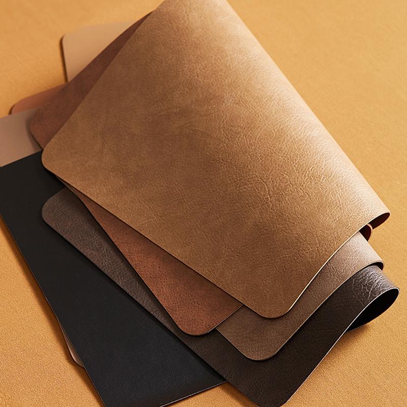 1Pcs Light Luxury Solid Leather Placemat Coffee Brown Pu Table Mat Waterproof Oilproof Heat-Insulated Plate Bowl Pad Table Decor