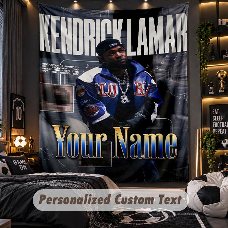 Personalized Wall Tapestry,Kendrick Lamar Custom Printed Name, Fabric Wall Art For Indoor Room Backdrop