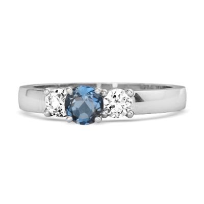 London Blue Topaz Elegant Three Stone Ring - 925 Sterling Silver