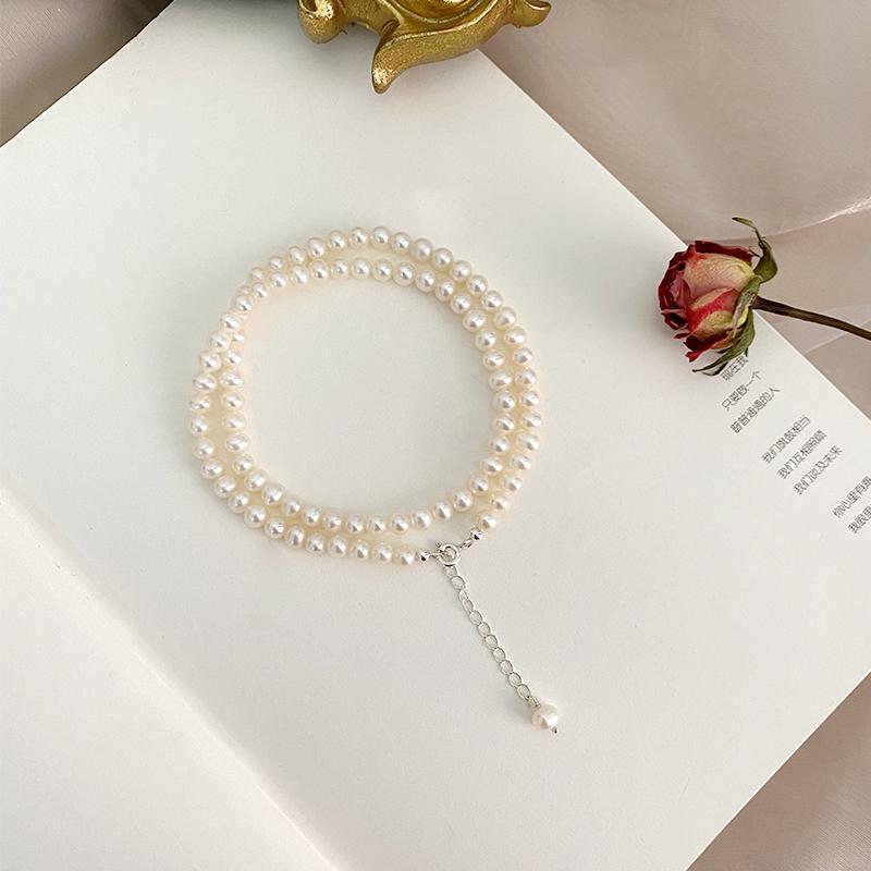 Fashion Jewelry Natural Freshwater Pearl Necklace 925 Sterling Silver Chain for Women Girls