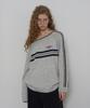 Sseomweeobeoteo Line Small Logo Stripe Knit - Light Gray