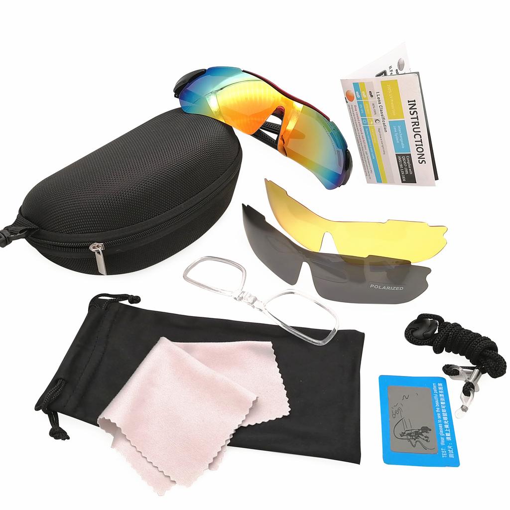 Cycling polarized glasses, bicycle myopia photochromic glasses, outdoor sports windproof fishing and mountaineering glasses/089Three-piece set