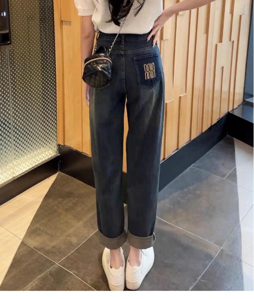 Women's Plus Size Fleece-Lined Harem Jeans - Winter High Waist Straight Leg Loose Carrot Pants