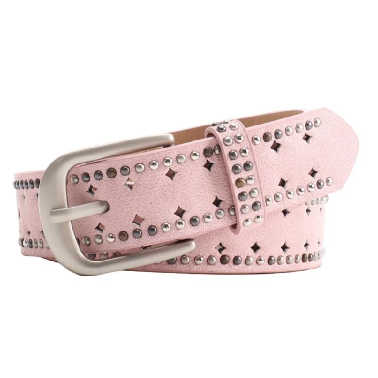 Women's Fashion Punk Waist Belt Breathable Perforated Design Practical PU Adjustable Length Strap