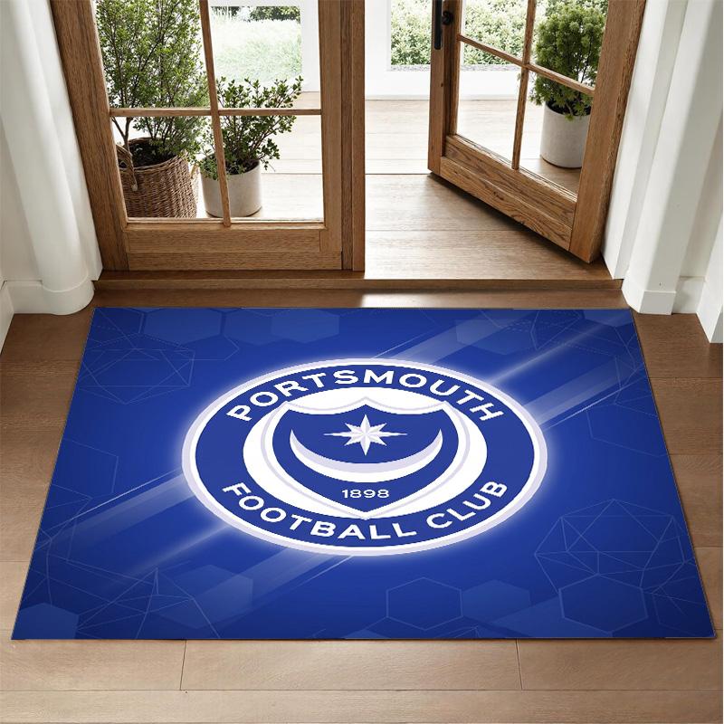 Portsmouth FC Design Kristall-Samt-Teppich Weich Dekorative Matte für Schlafzimmer Eingang