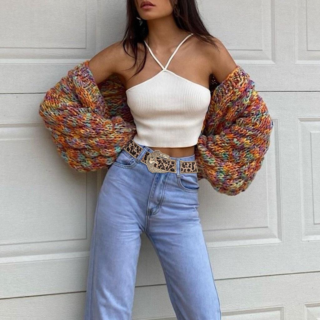 Vintage Belt for Women Men Y2K Leopard Belt for Jeans Shorts Eye Catching Waist Decors Pants Belt Fashion Waist Ornament