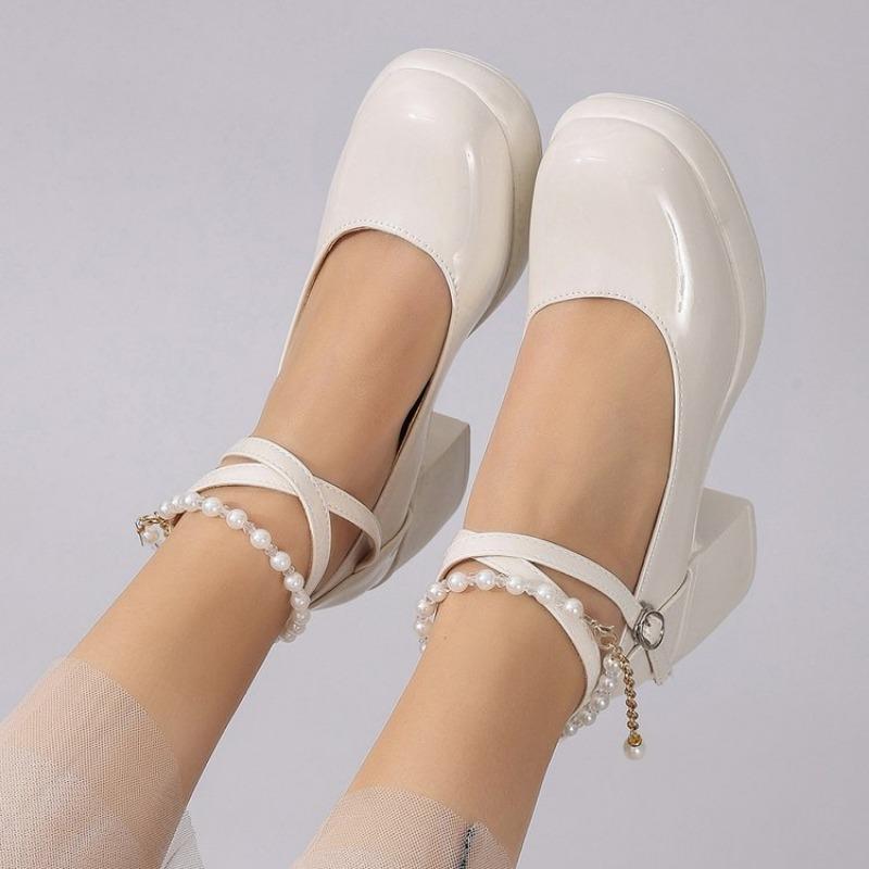 Fashion New Women Pumps Shoes Fashion Cross Strap Ladies Shallow Dress Mary Jane Shoes Female Elegant High Heel Footwear Platform Heels