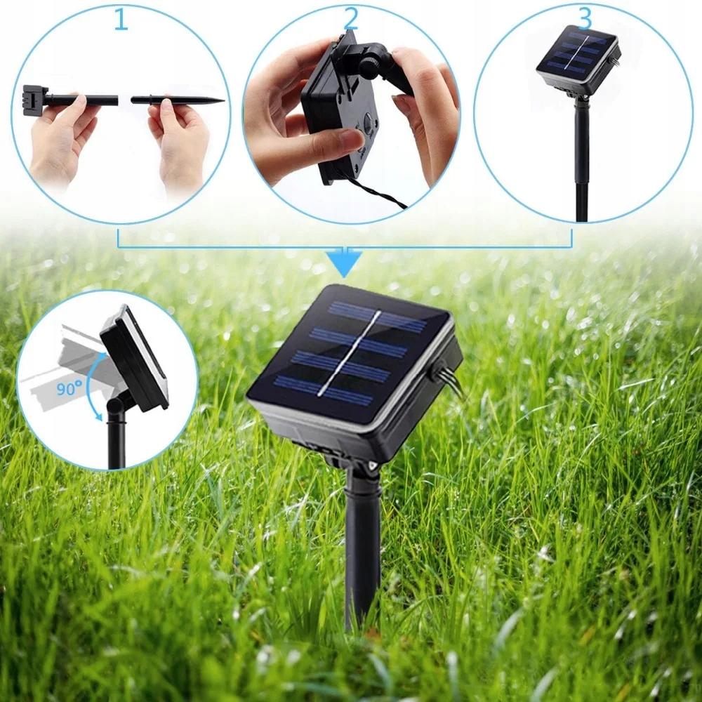 Solar Garden Lamps Set 5 Meters 20 Led Flowers Warm White Decorative