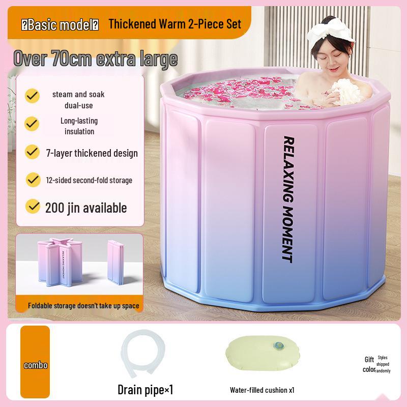 Foldable Cartoon Duck Portable Bathtub for Adults - Warm, Full-Body Soak for Autumn and Winter