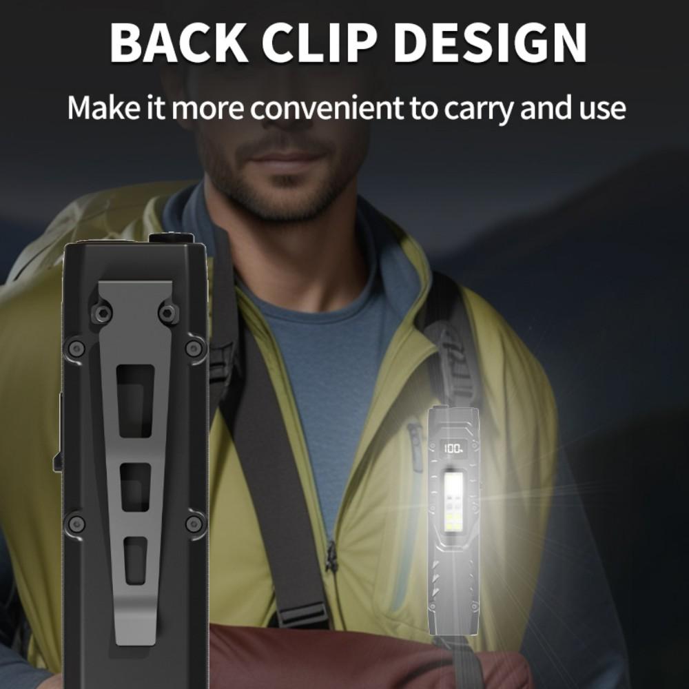 Mini Ultrathin LED Magnetic Warning Camping Flashlight Working Light Multifunctional Keychain Light Rechargeable Flashlight Outdoor