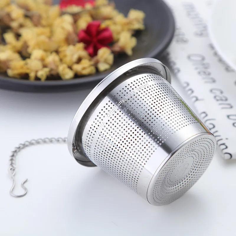 Stainless Steel Cooking Spices Infuser Fine Mesh Loose Tea Herbal Strainer Filter With Extended Chain Kitchen Accessories