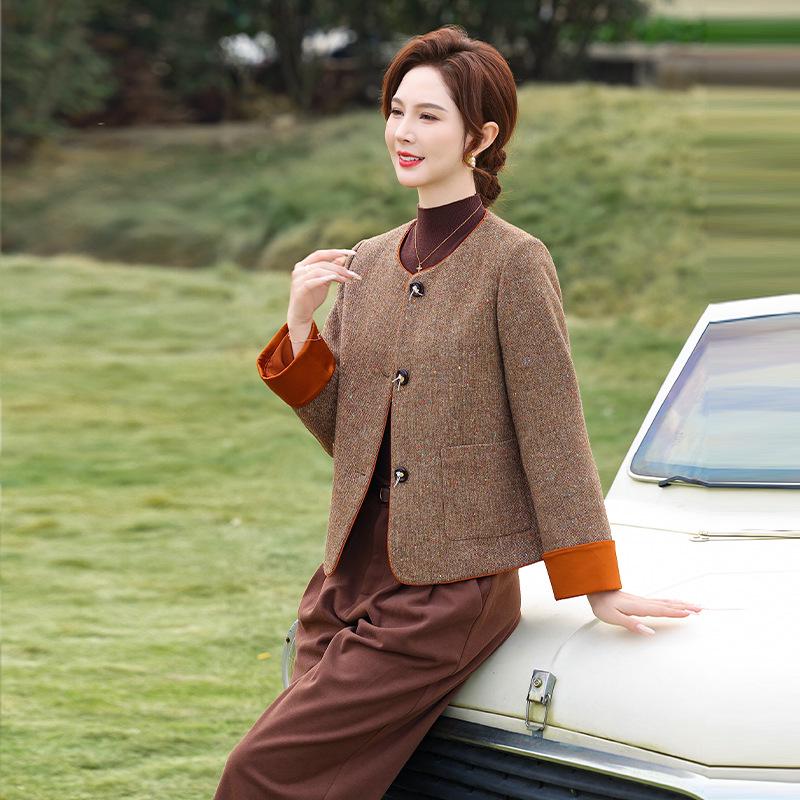 

Elegant Double-Sided Wool Coat for Middle-Aged Women - Spring/Autumn 2026 Collection 4XL [Suggested 145-160 lbs] тыква