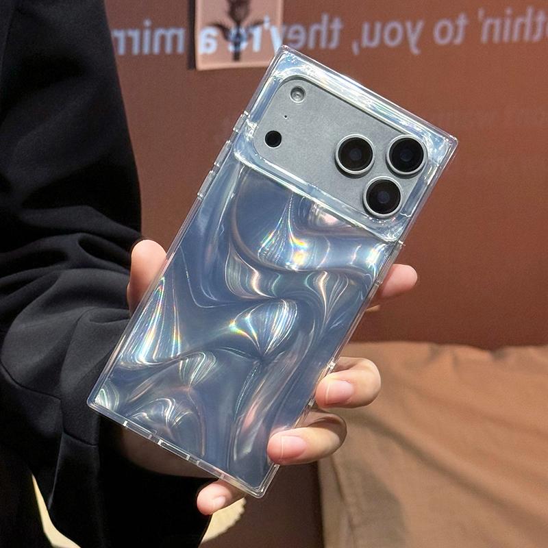 Rectangle Edge Design For For Iphone 17 Pro Max Case For For Iphone 16 1 14 13 Laser Water Wave Pattern Hard IMD Back Cover
