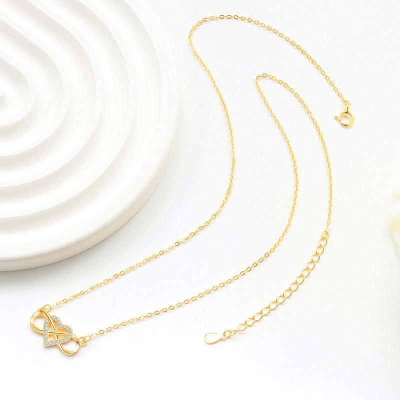 Micro Paved Zircon Infinity Heart Mobius Pendant Necklace Elegant Versatile Fashion Jewelry For Women