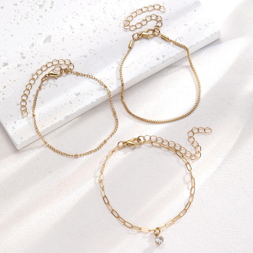 3-teiliges Vintage & Minimalistisches Strass-Armband-Set Perfekt für Alltag und Armband-Set