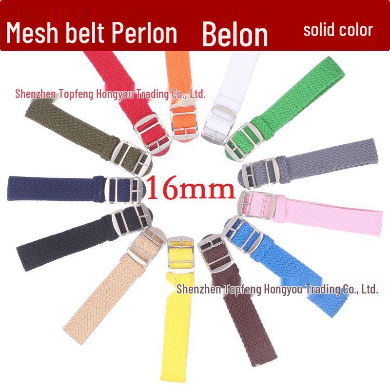 

Черный водонепроницаемый ремешок для часов из сетки перлон - 16 мм плетеный нейлон для детей и женщин, в наличии Black