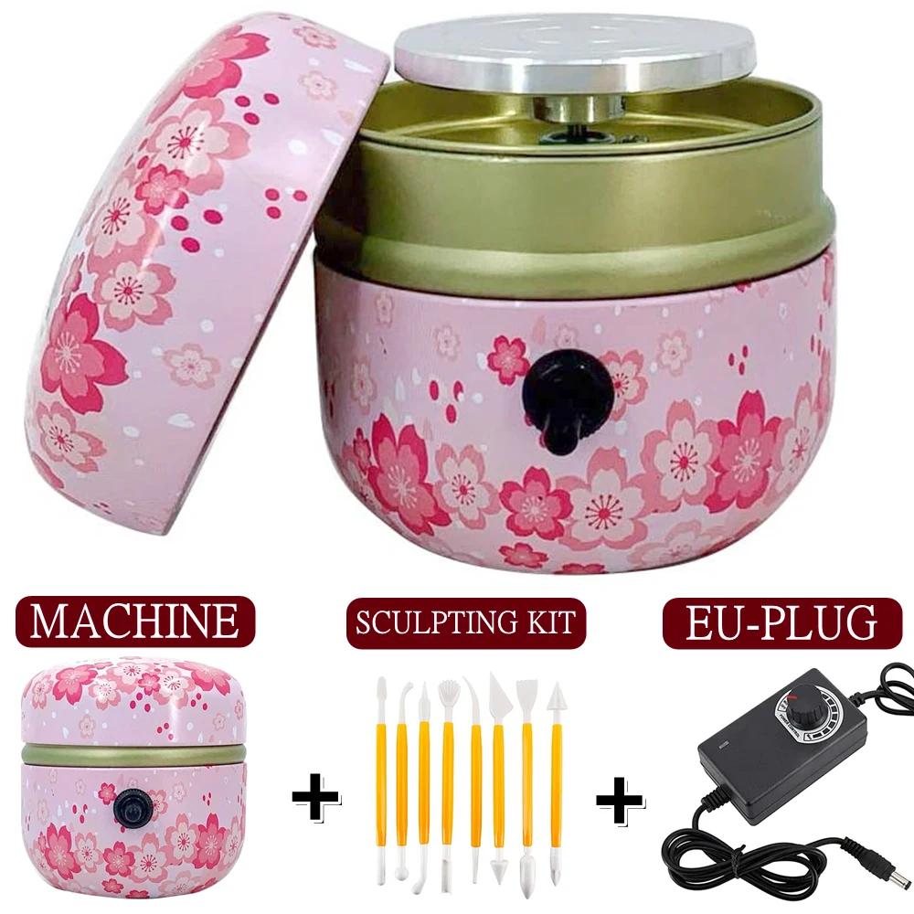Electric Pottery Wheel Machine with Turntable+Sculpting Kit, DIY Clay Tools Mini Pottery Forming Machine for Arts Crafts Ceramic