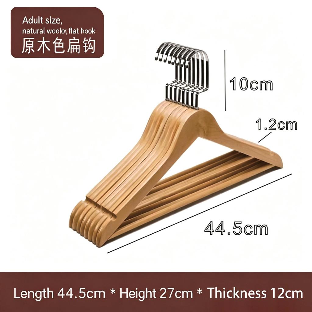Solid Wood Clothes Hangers, Non-slip Shoulder Grooves 360° Swivel Chrome Hook Garment Hangers for Shirts Pants Dresses, Hotel Closet Storage Organizer