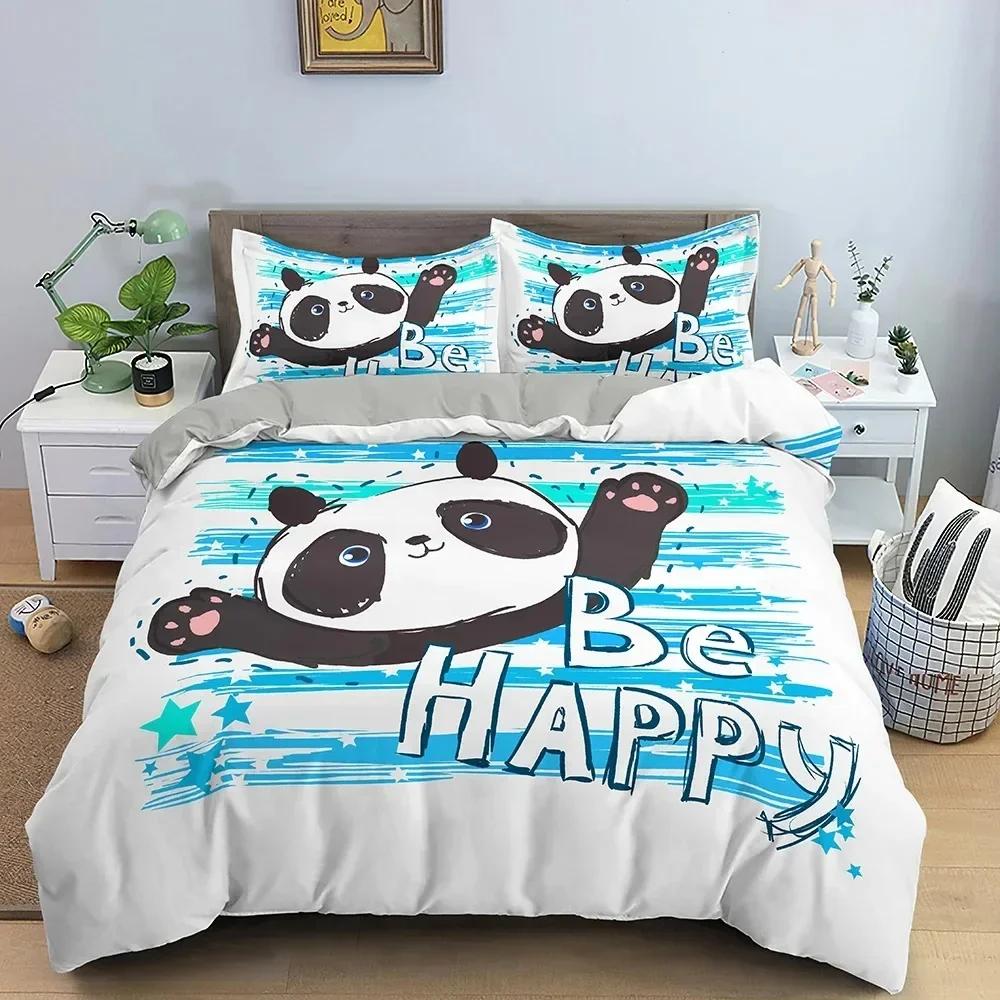 Cartoon Lovely Panda Cute Animal Bedding Set Boys Girls Twin Queen Size Duvet Cover Pillowcase Bed Kids Adult Home Textileextile
