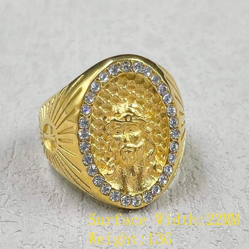 Модное религиозное кольцо Иисус Крест Орден экзорцизма золотого цвета Нержавеющая сталь со стразами Крутое Высококачественное Мужское 7