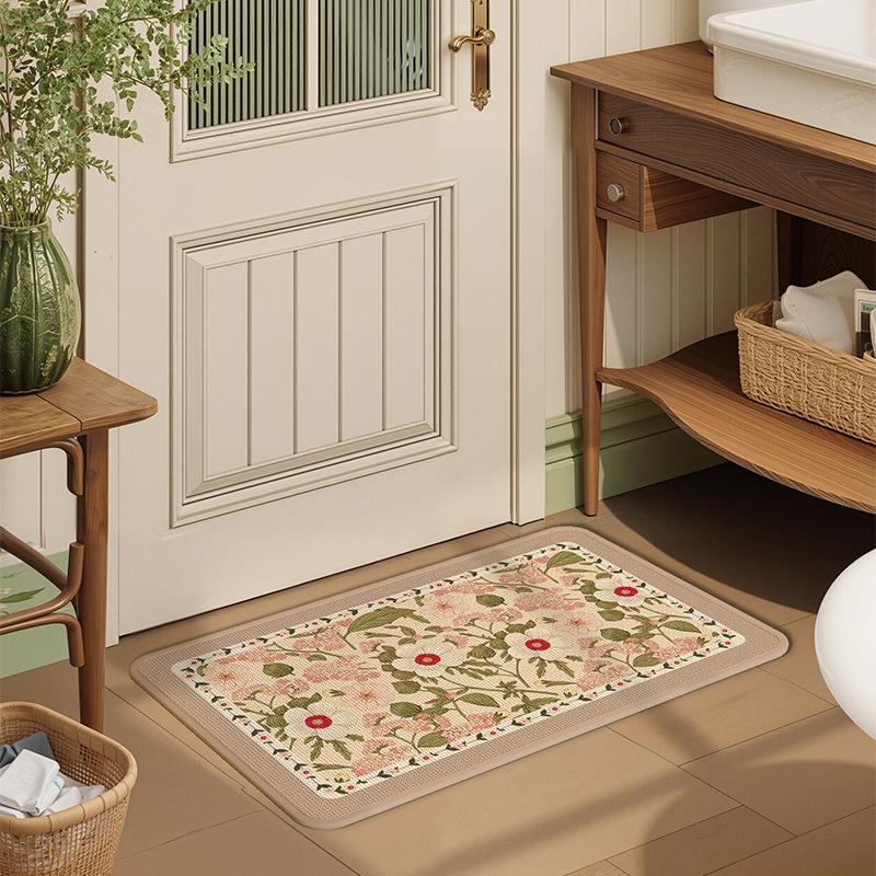 French light luxury bathroom water-absorbing non-slip floor mat, toilet, toilet door quick-drying foot cushion, dirt-resistant leave-in carpet