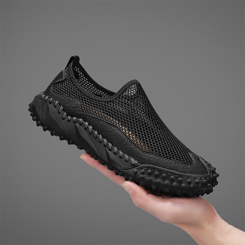 

Baotou sandals men s 2025 new leather men s shoes summer large size hollow soft sole hand-stitched trendy beach shoes 48 чёрный