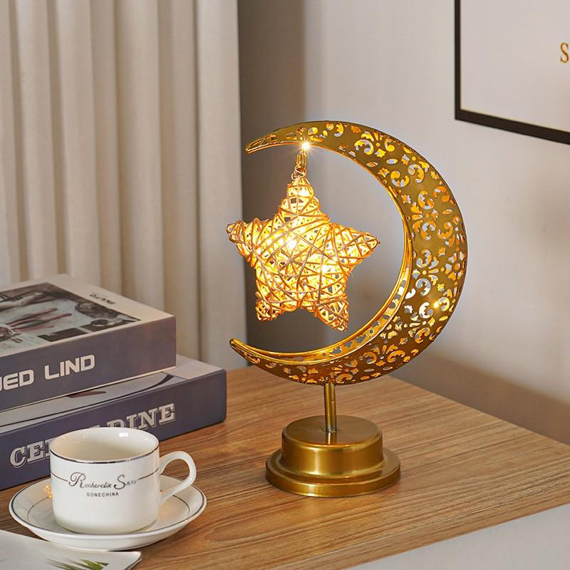 LED Wrought Iron Star Moon Sphere Night Light for Festive Living Room Decor