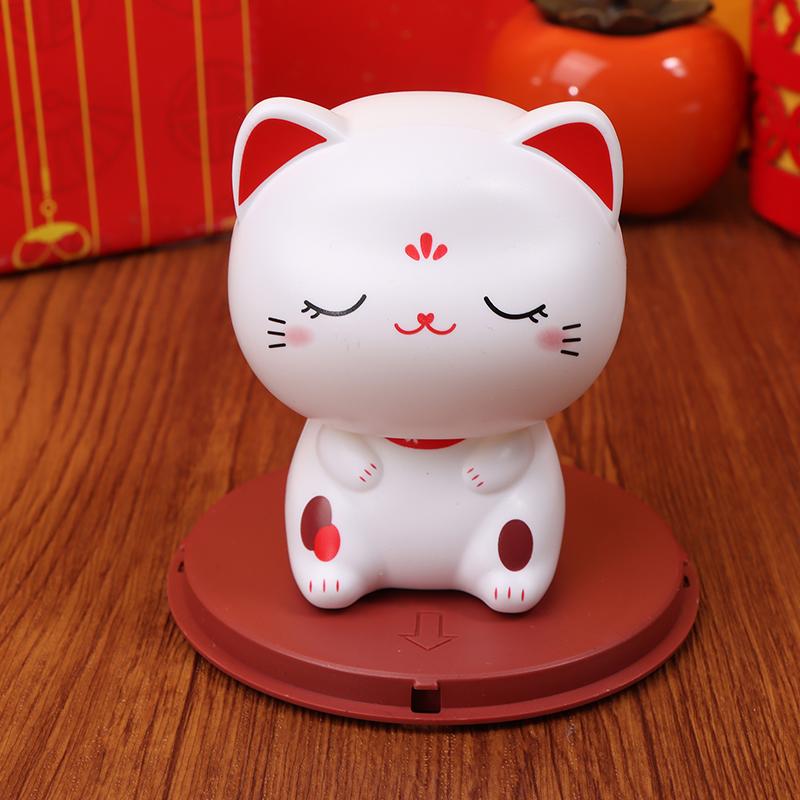 Cute Solar Power Waving Cat Waving Shaking Head Cat Home Decor Waving Cat Decor Car Ornament Doll Figurine Car Decorations