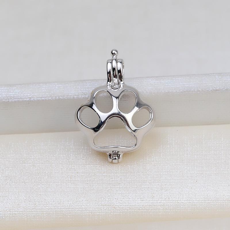 S925 Sterling Silver Cat Paw Pendant Necklace with DIY Pearl Charm Setting