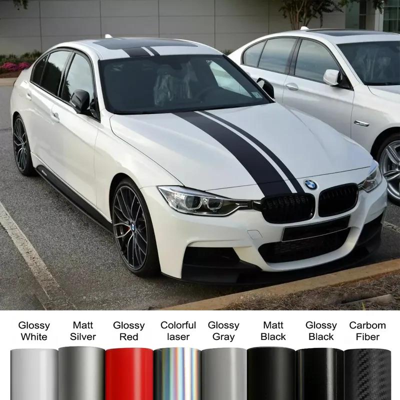 Car Hood Bonnet Roof Trunk Kit Long Racing Stripe Stickers For BMW 3 Series M3 E90 F30 G20 Vinyl Decals Auto Tuning Accessories