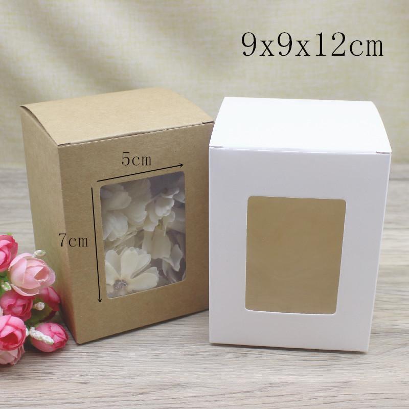 

10 шт. коробок из крафт-бумаги в винтажном стиле своими руками, белые подарочные коробки из бумаги с большим окошком, коробки для упаковки тортов, рождественские подарочные коробки 10box white