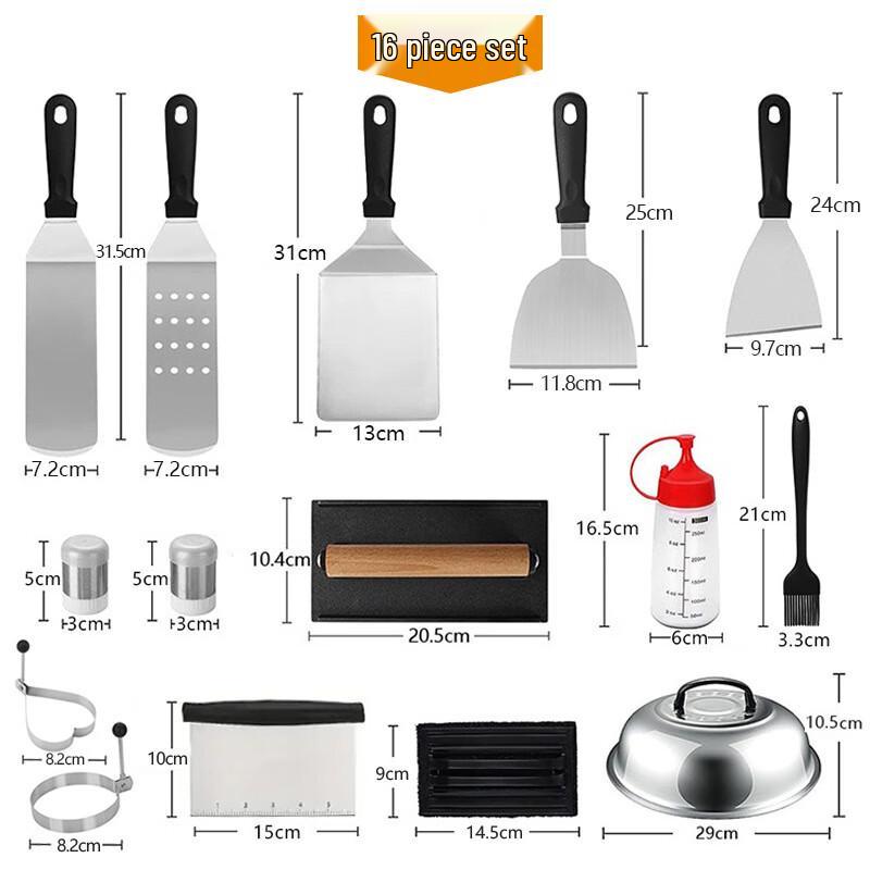 16-Piece Stainless Steel BBQ Tool Set