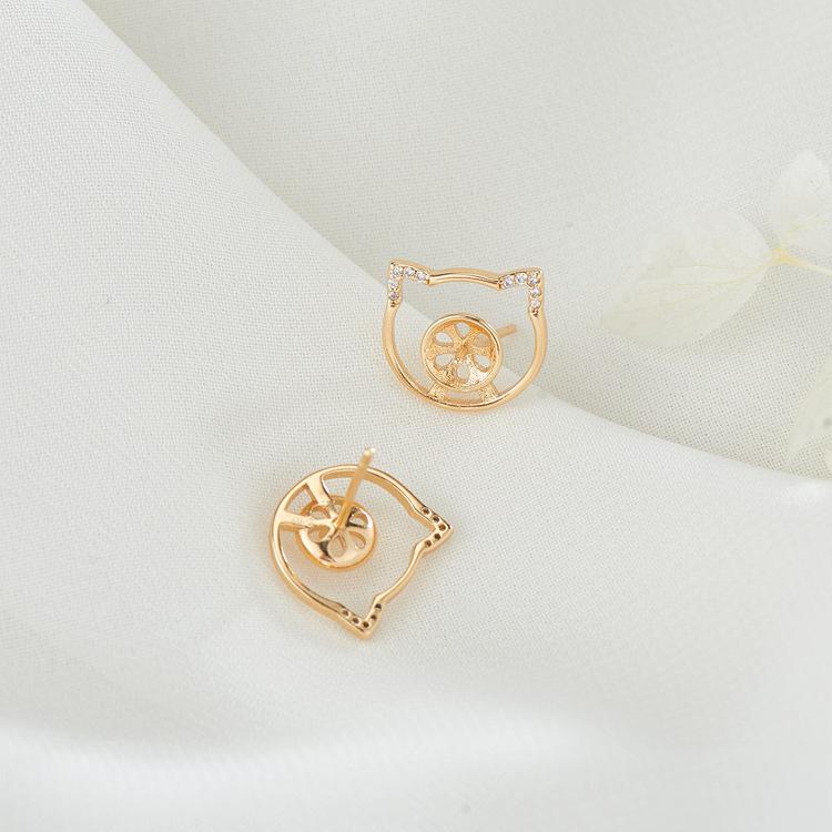 

Rose Zircon Swan & Kitten Stud Earrings: Fresh 925 Silver with Pearl Jewelry