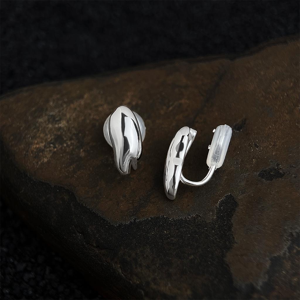 Original Thick Plated Real Gold Liquid Stud Earrings - Geometric Irregular High-End Fashion AB Style